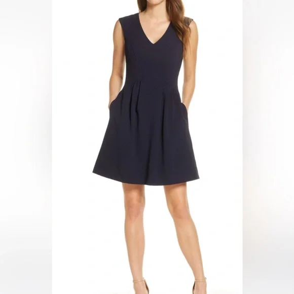 Vince Camuto | Dresses | Vince Camuto Fit Flare Navy Dress | Poshmark